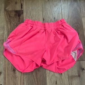 Lululemon Hotty Hot Shorts Size 8 4 Inch Inseam Tall Hot Pink red orange neon